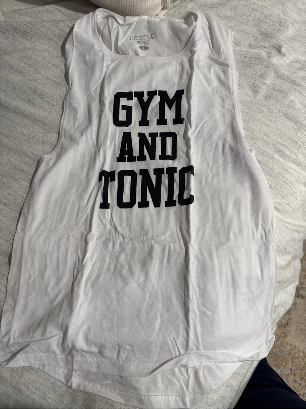 White Graphic Muscle Tank - "GYM AND TONIC"
